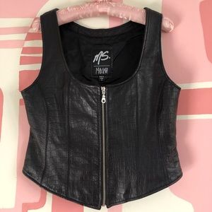 90s Genuine Leather Zip Up Vest